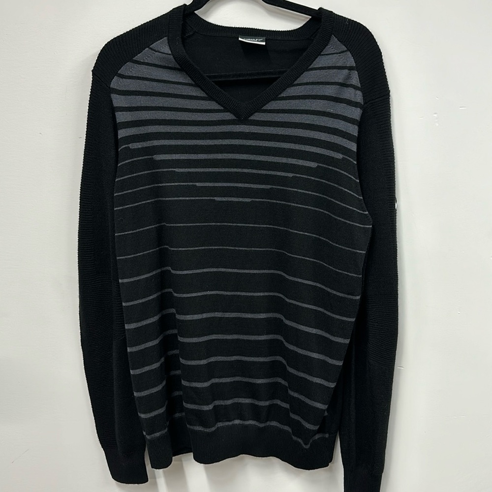 Nike Golf 3D V-Neck merino wool black gray Sweater L